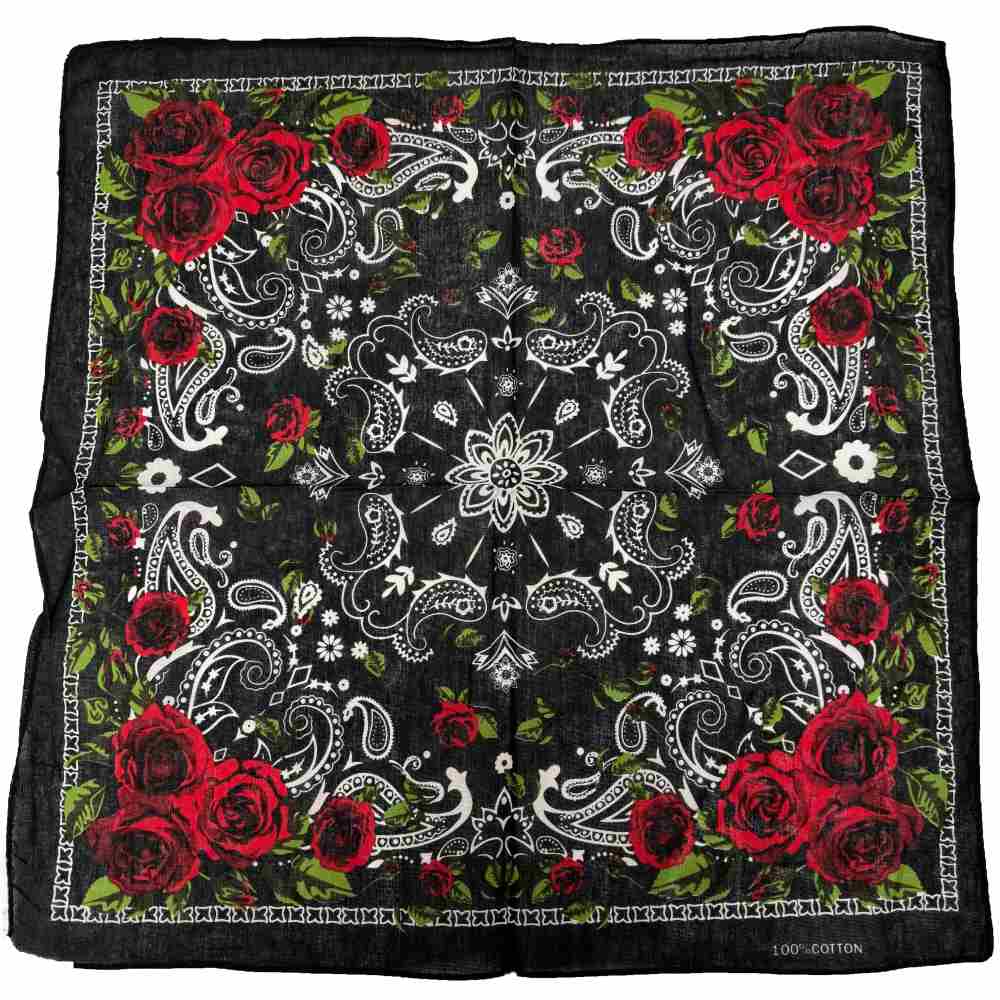 Zac's Alter Ego - Red Roses & Paisley Print Bandana - Red
